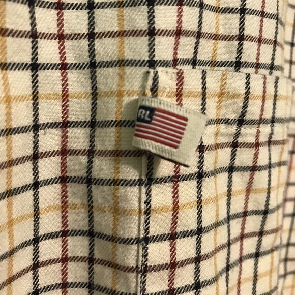 Vtg. Polo Jeans Company Ralph Lauren Loop Collar Men's XL Cream Plaid LS Shirt - Picture 6 of 13